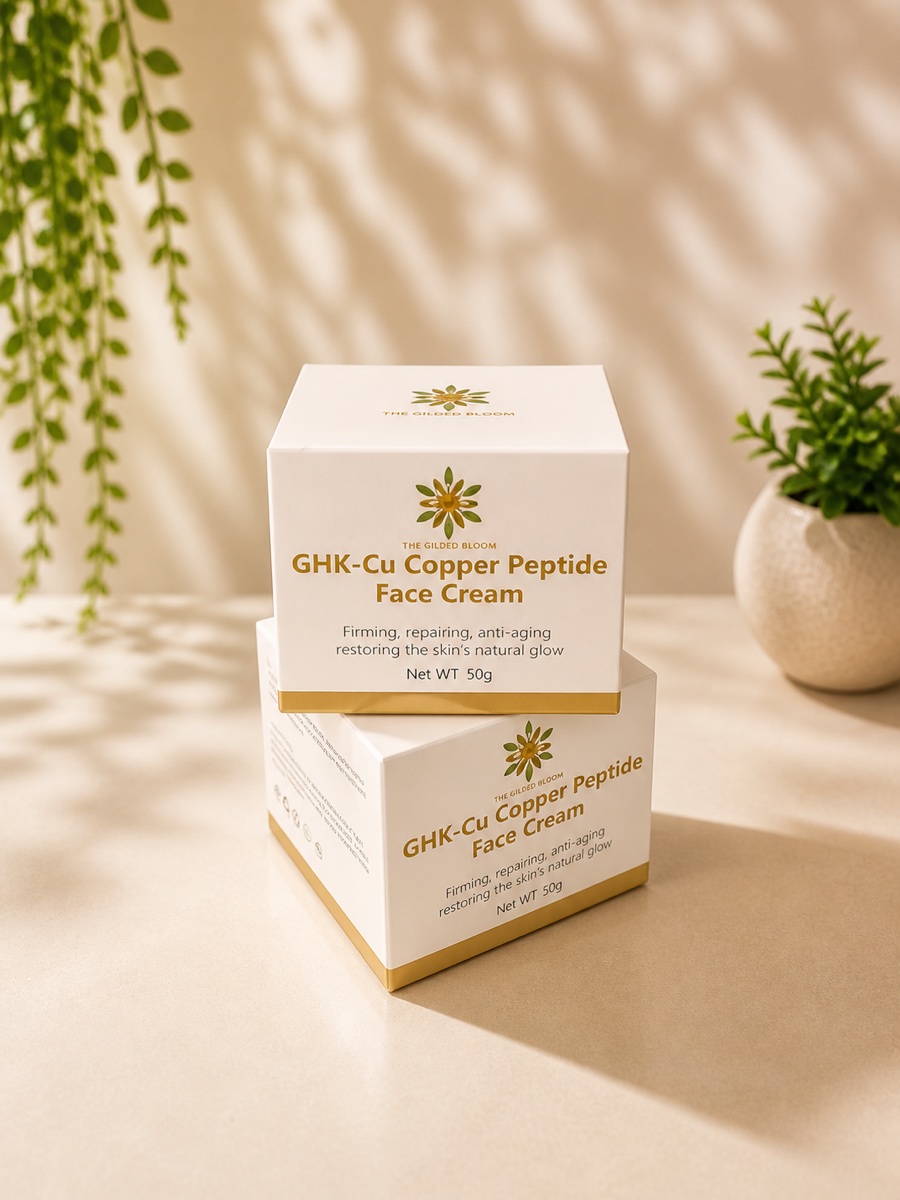 Gilded GHK-Cu Copper Peptide Face Cream jar and box packaging