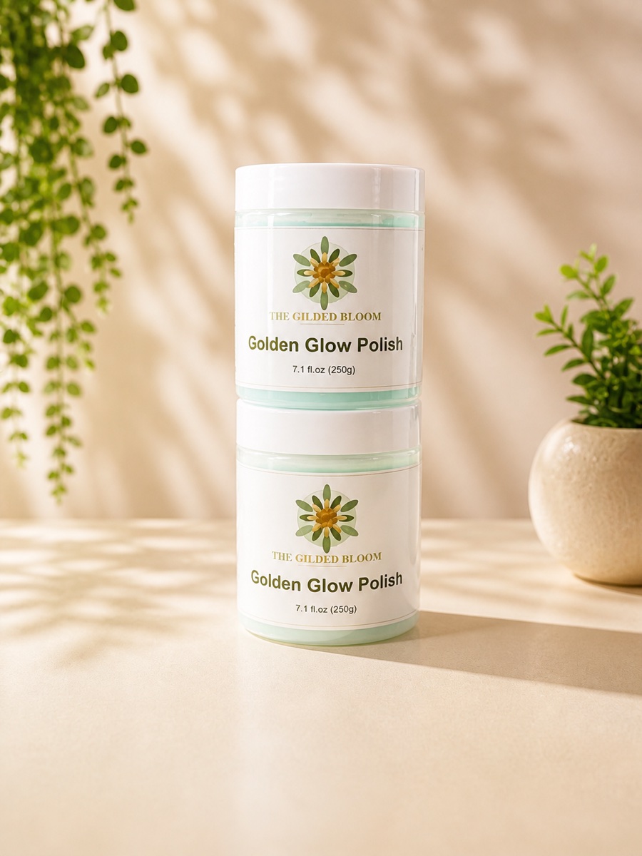 Golden Glow Polish facial polish jar packaging